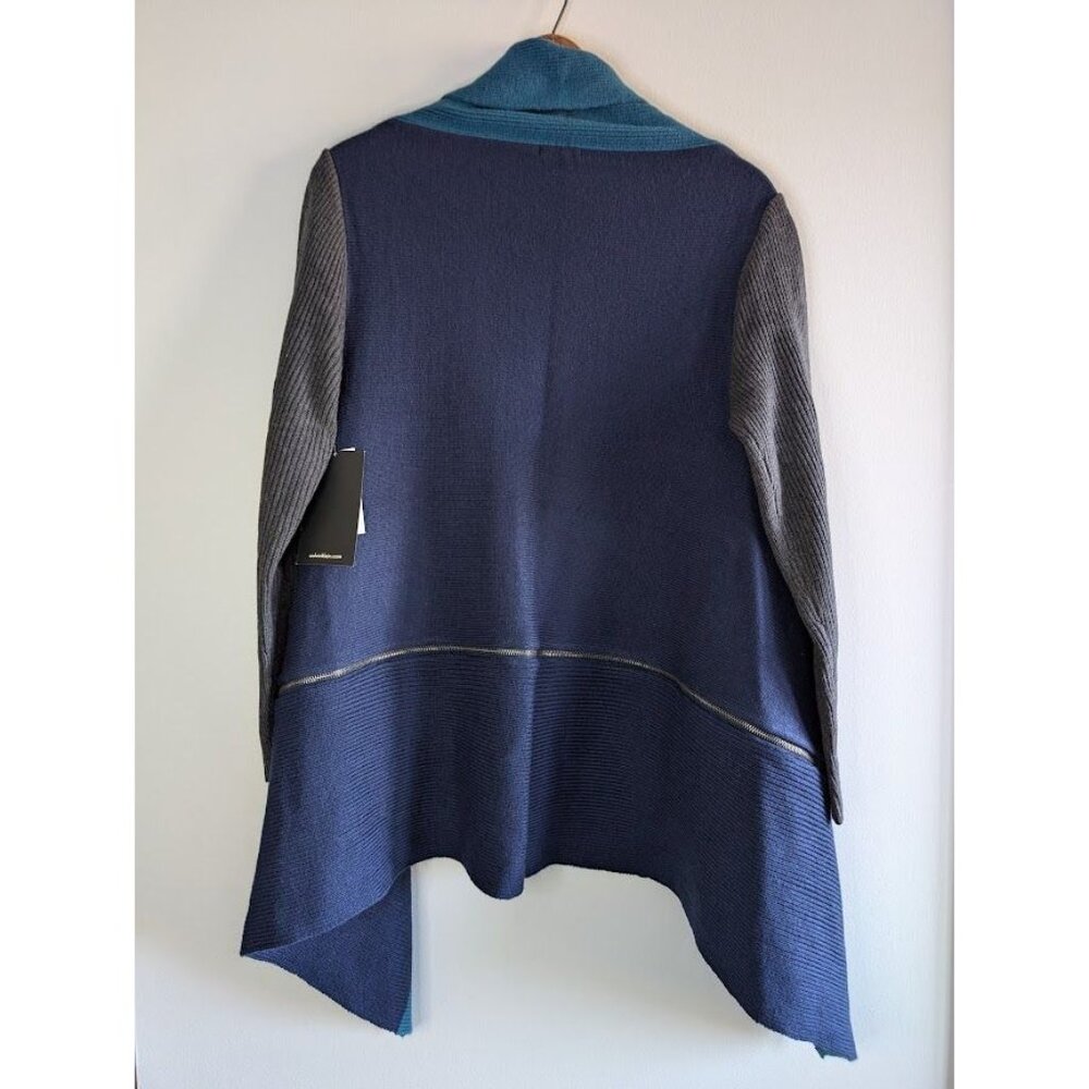 Calvin‎ Klein Jeans Sweater Women's XL Knit Cardigan Waterfall Zipper Boho NEW - Picture 6 of 11